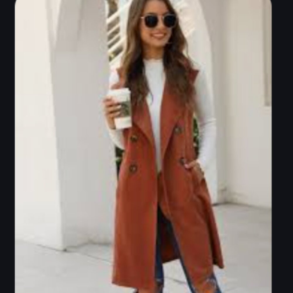 Double Breasted Long Vest Jacket - Size M